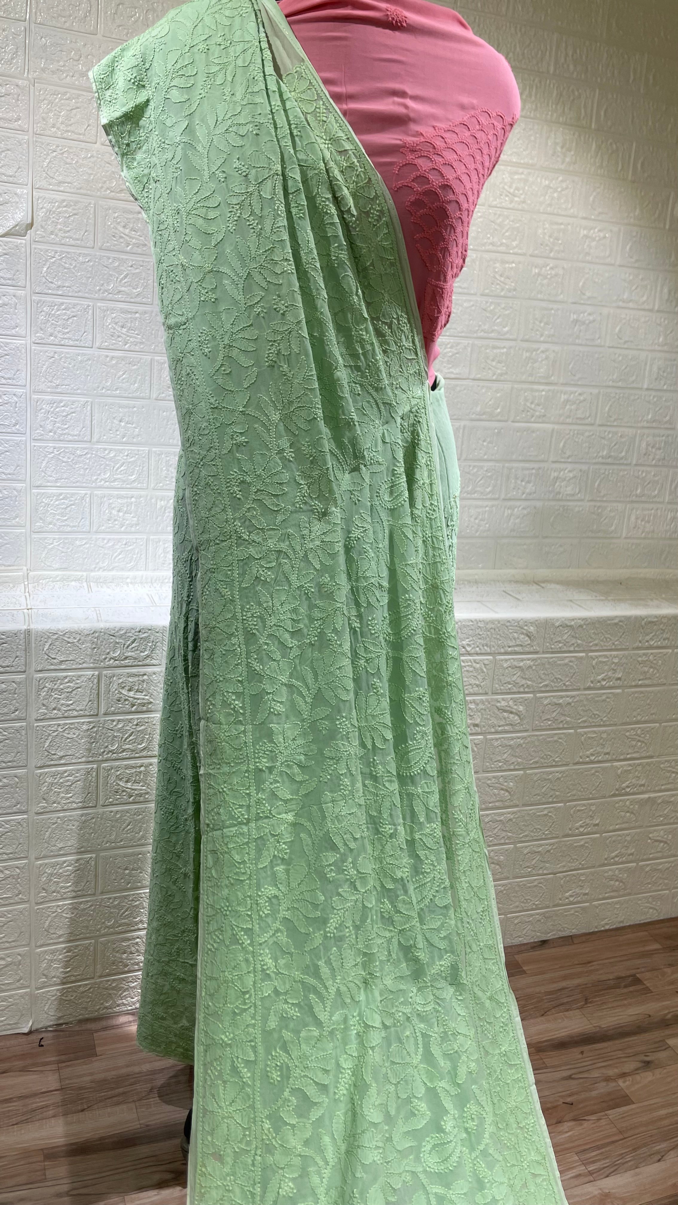 Pistachio With Rose Saree