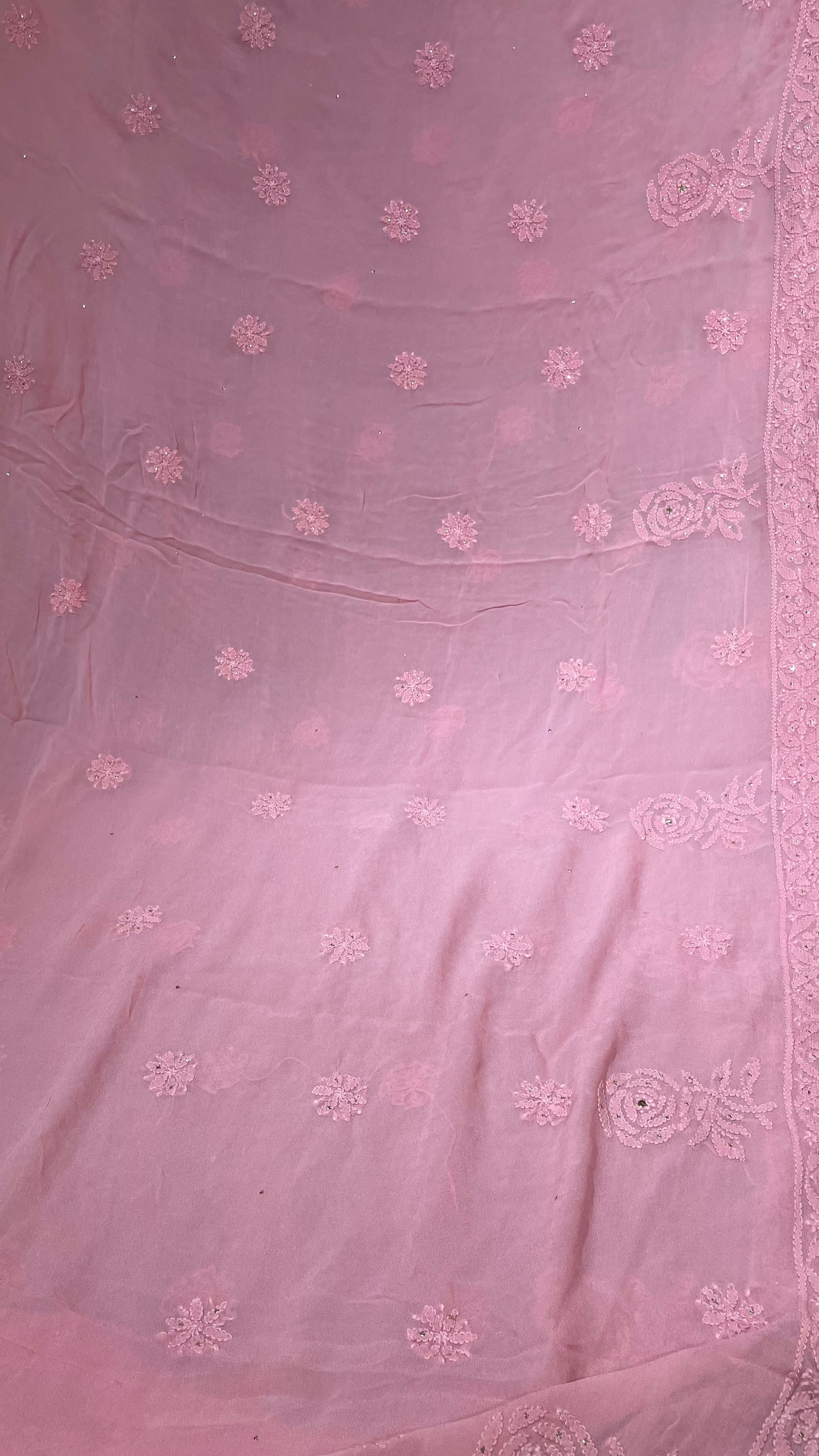Light Pink Mukaish Saree