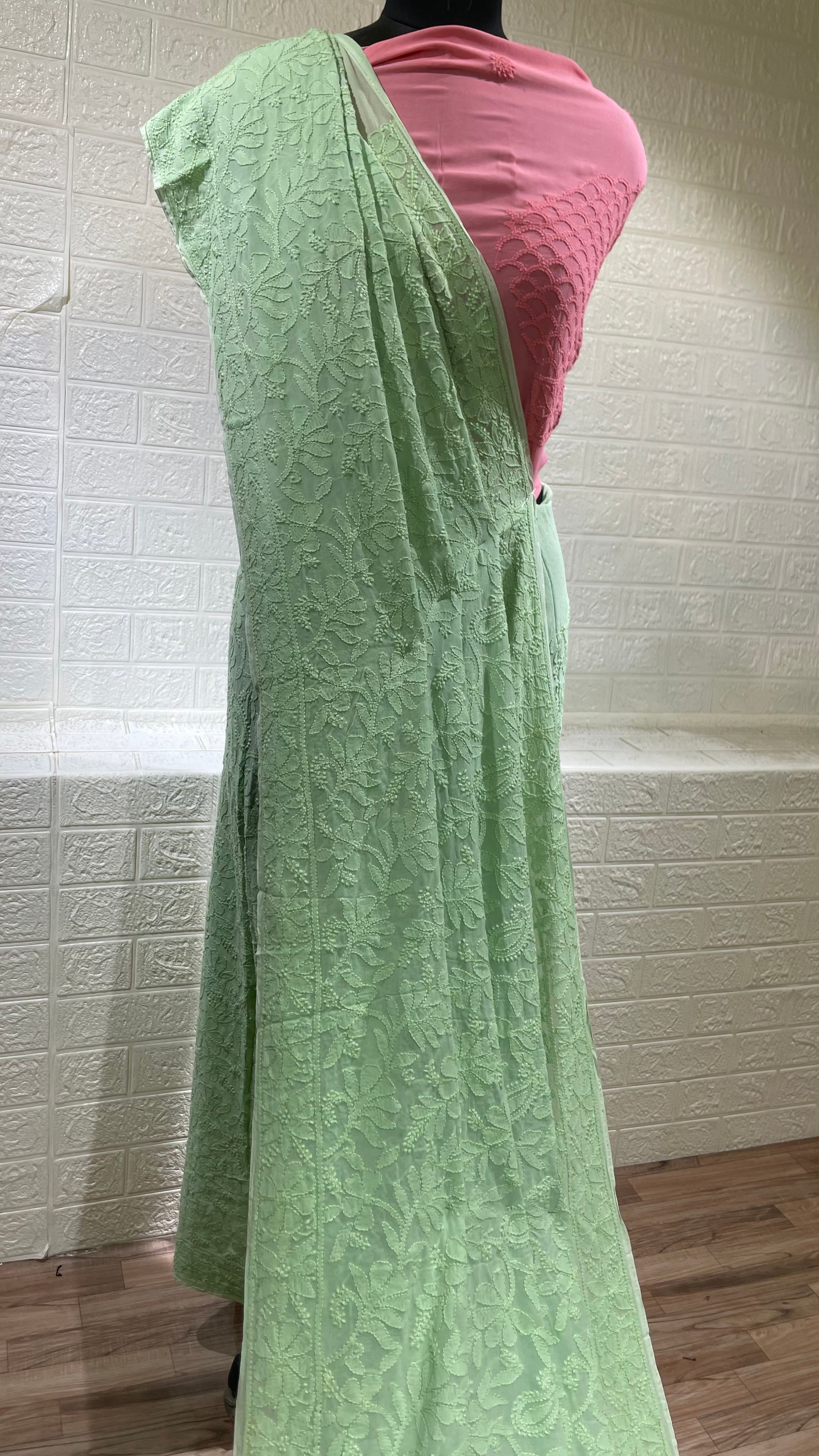 Pistachio With Rose Saree