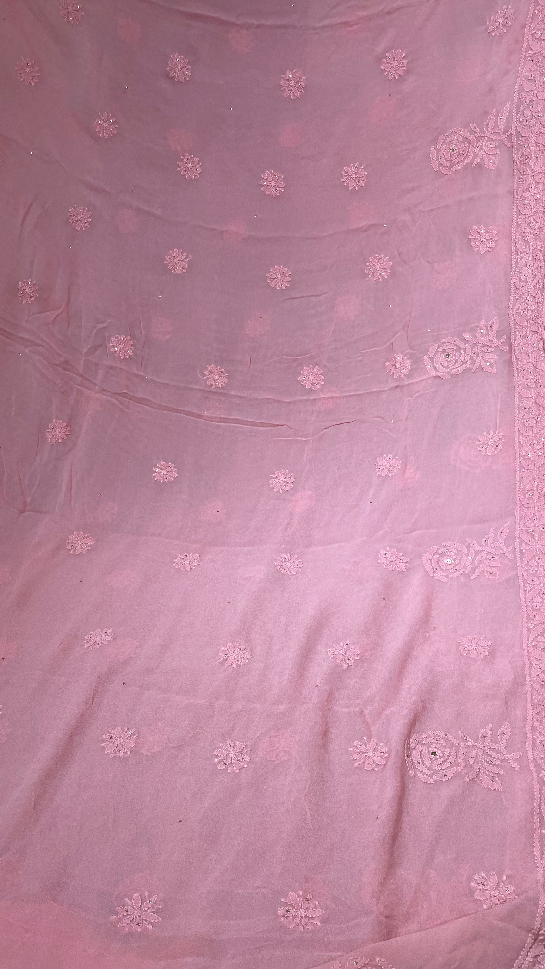 Light Pink Mukaish Saree