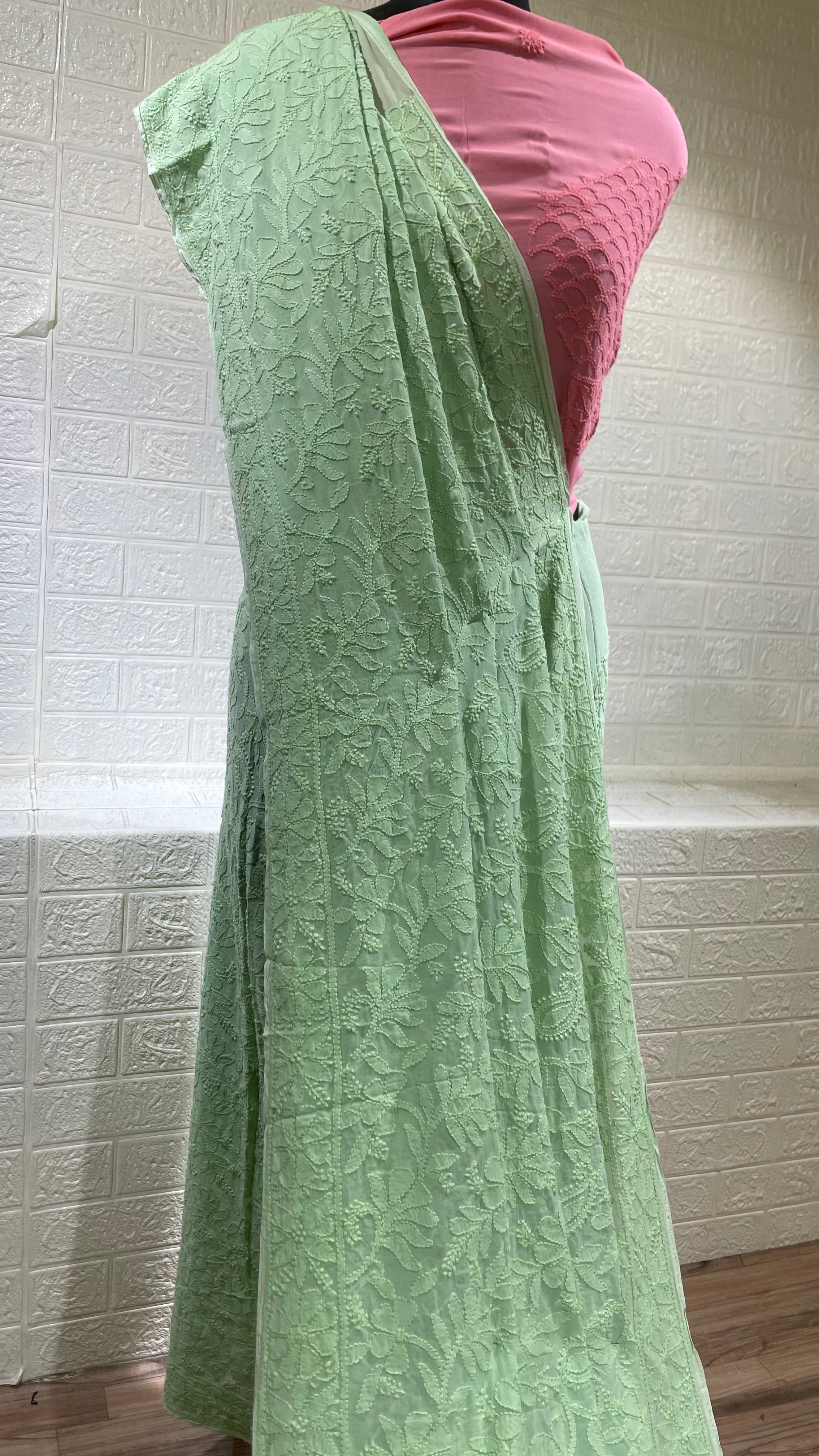 Pistachio With Rose Saree