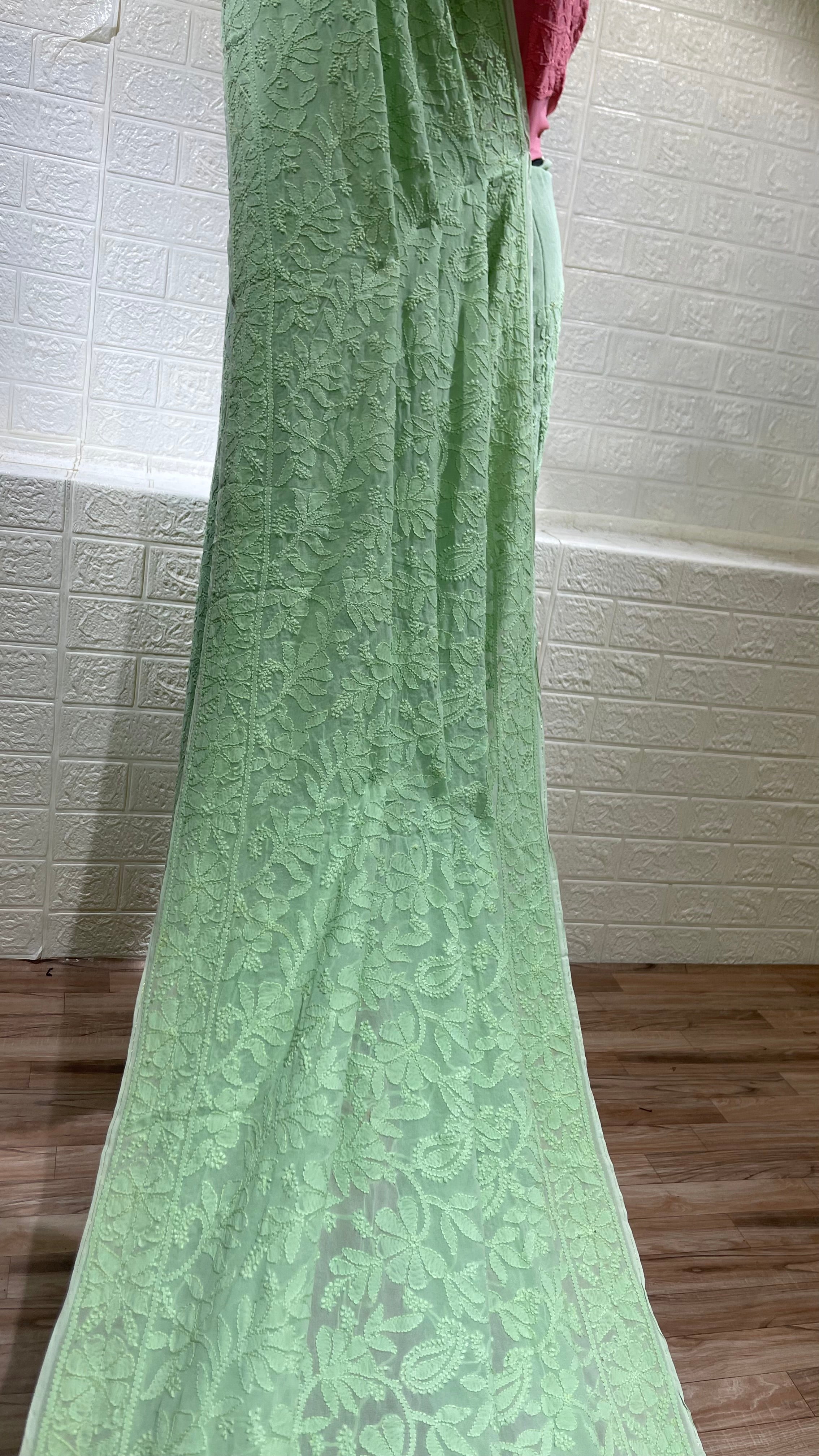 Pistachio With Rose Saree