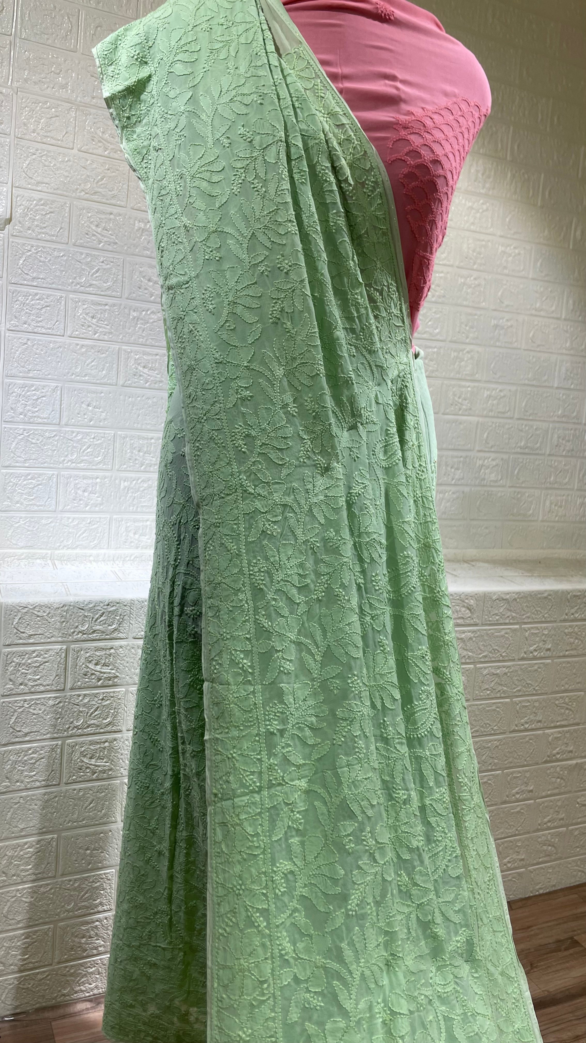 Pistachio With Rose Saree