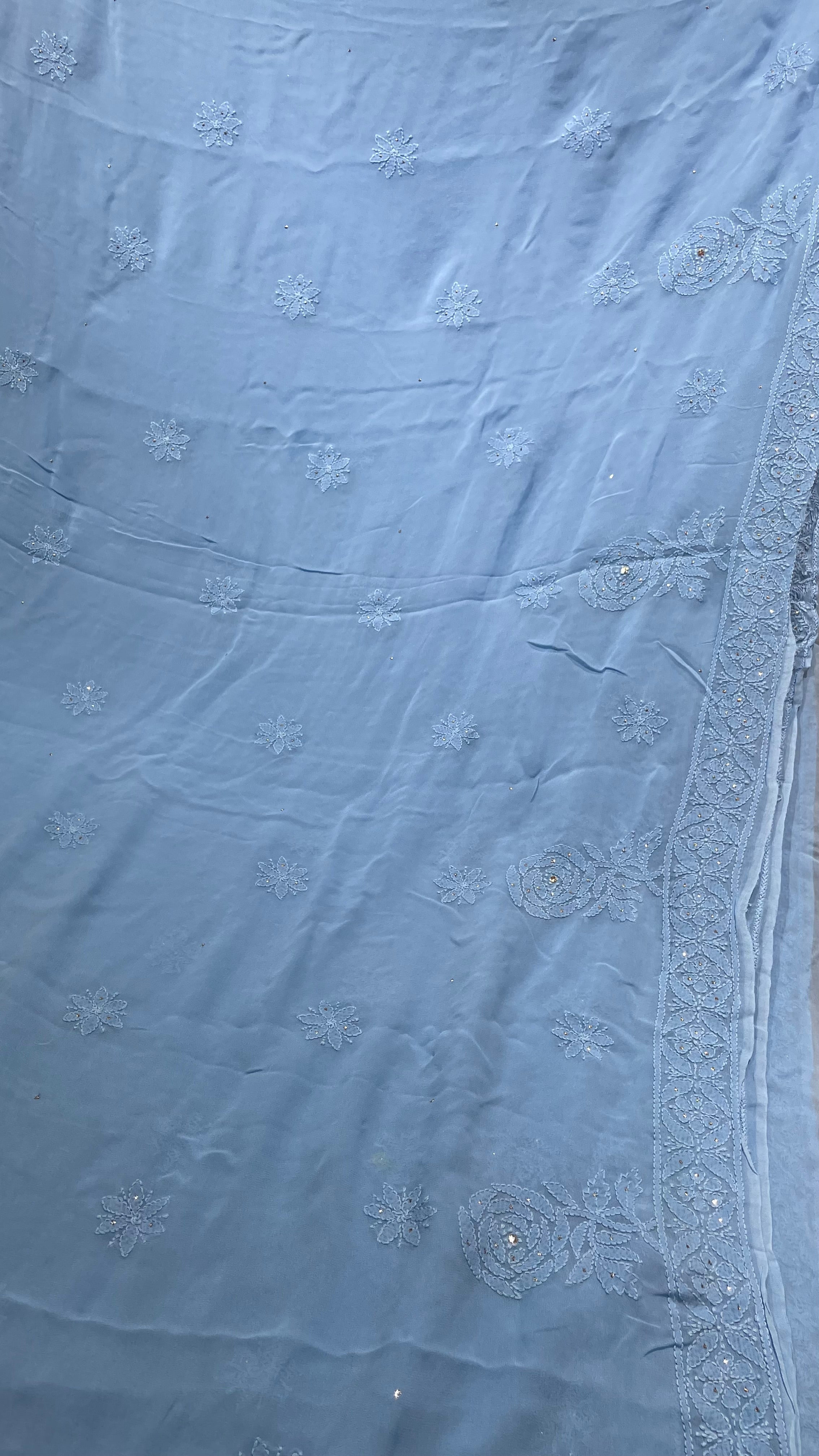 Denim Blue Mukaish Saree