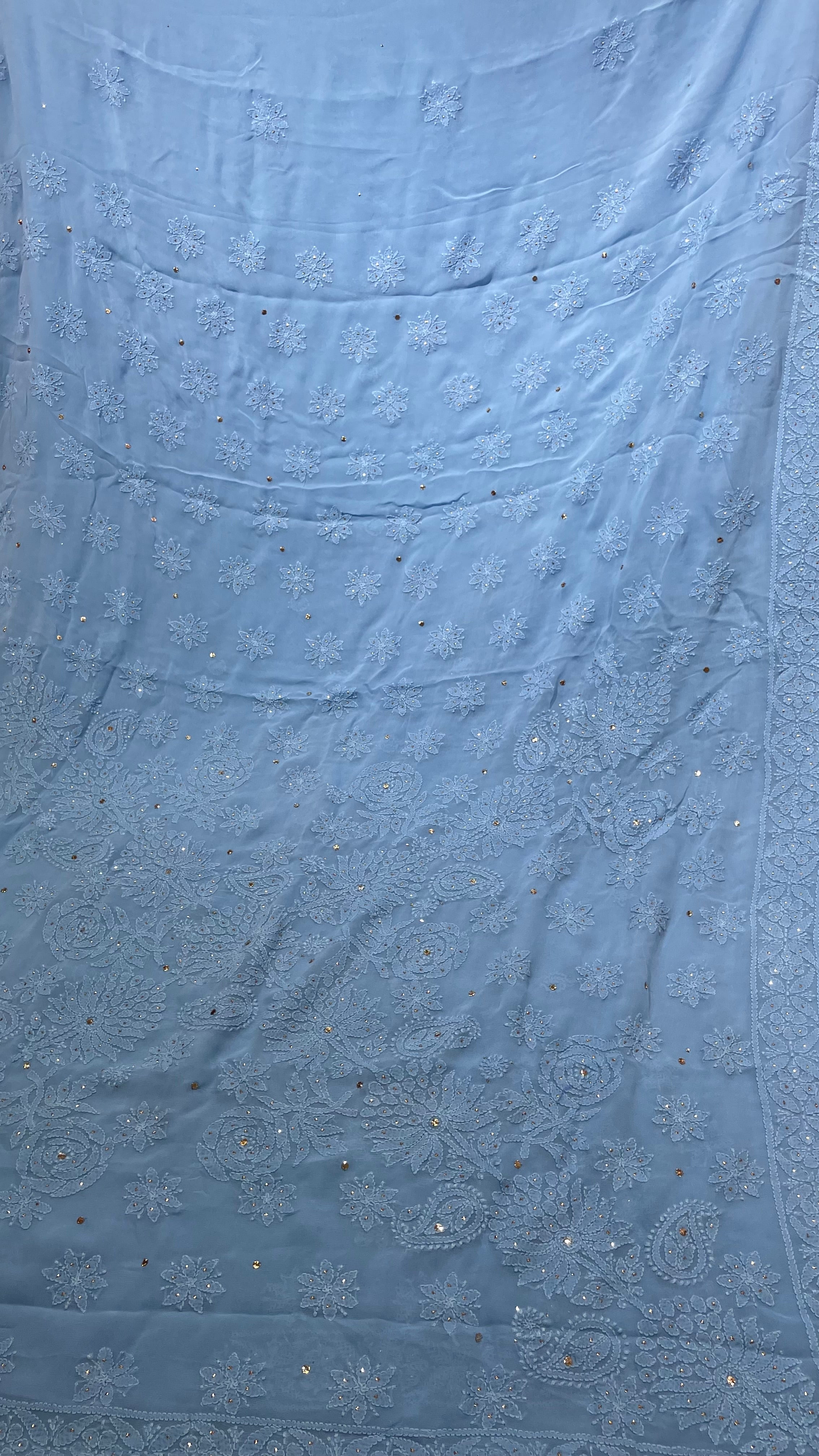 Denim Blue Mukaish Saree