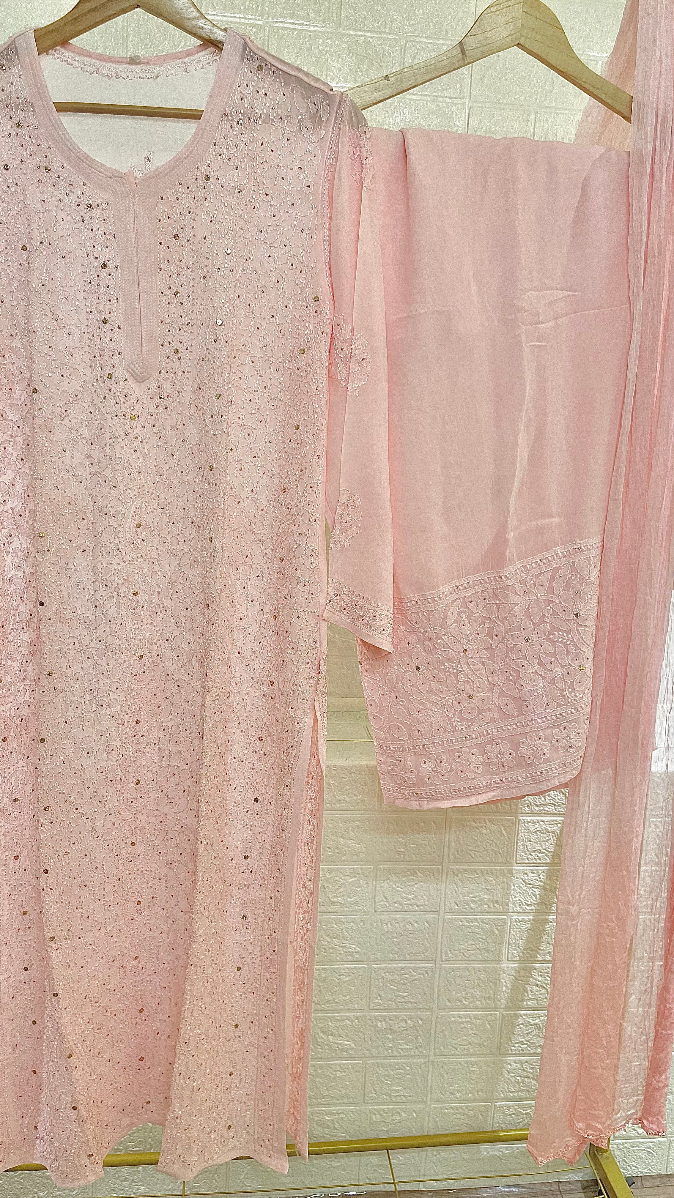 Perfect Pink Mukaish Set