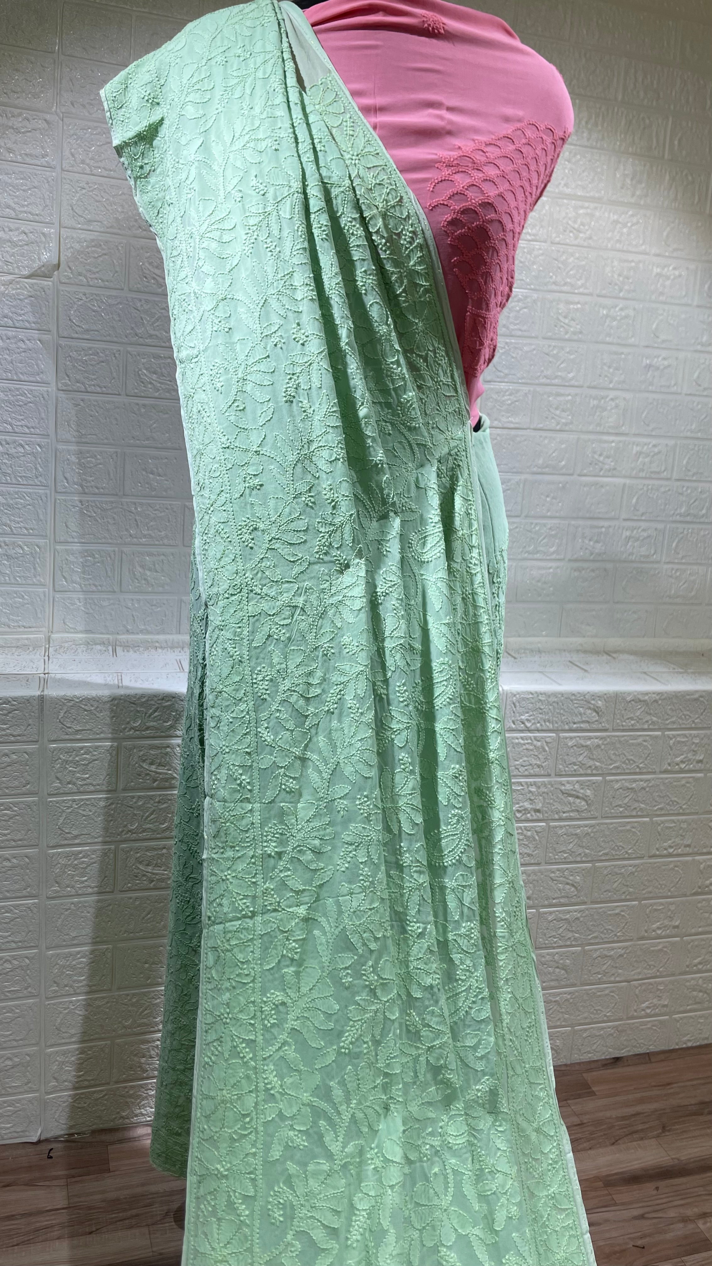 Pistachio With Rose Saree