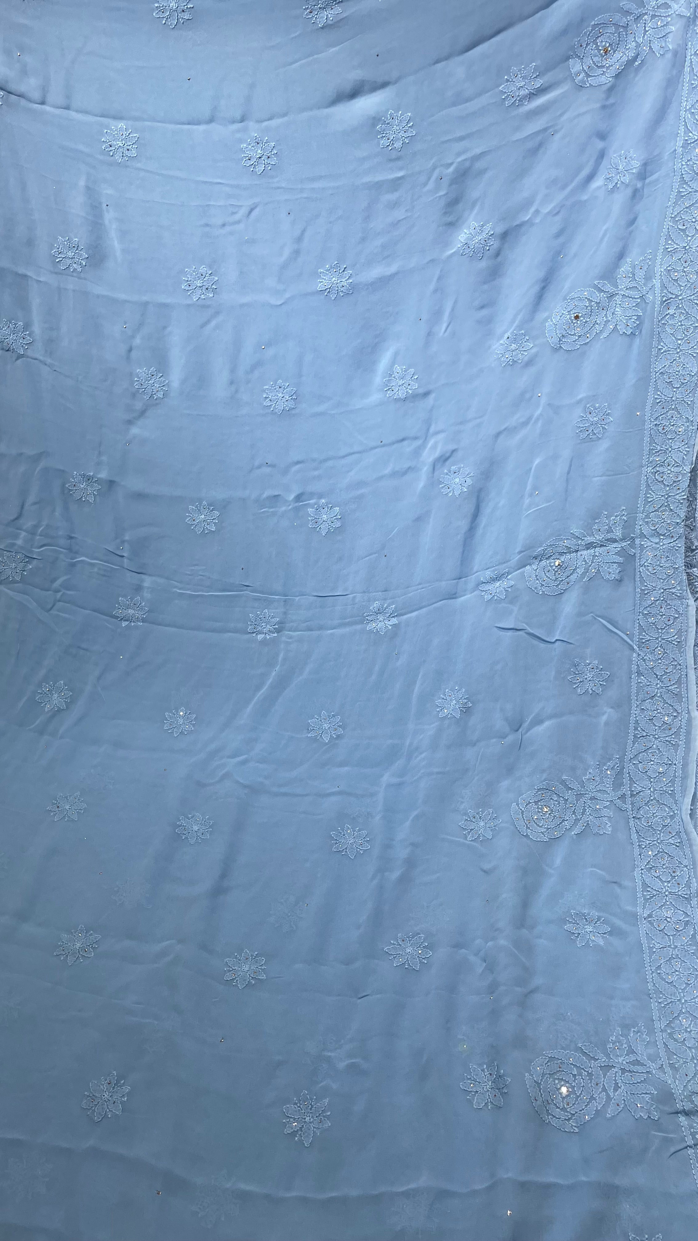 Denim Blue Mukaish Saree