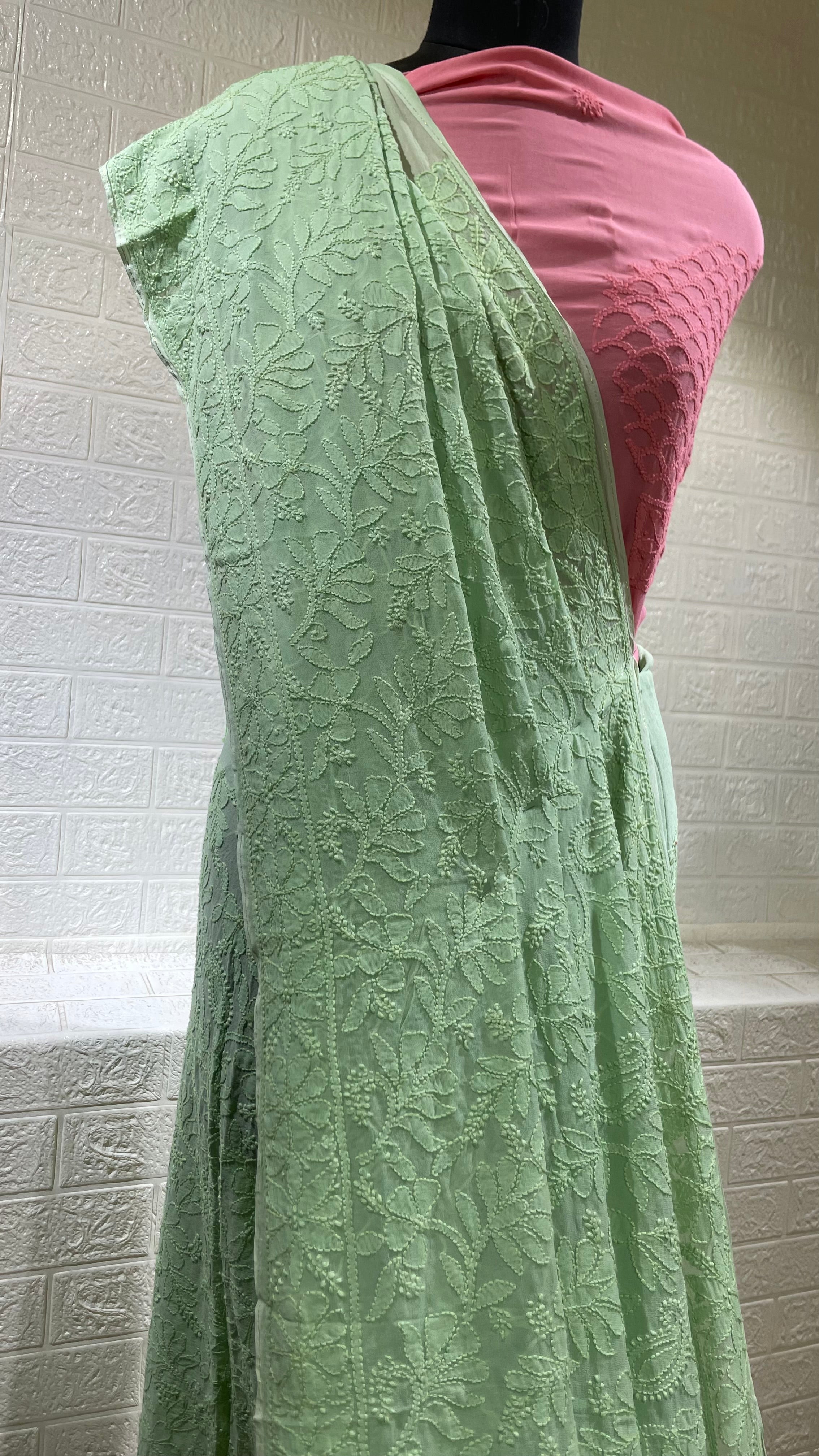 Pistachio With Rose Saree