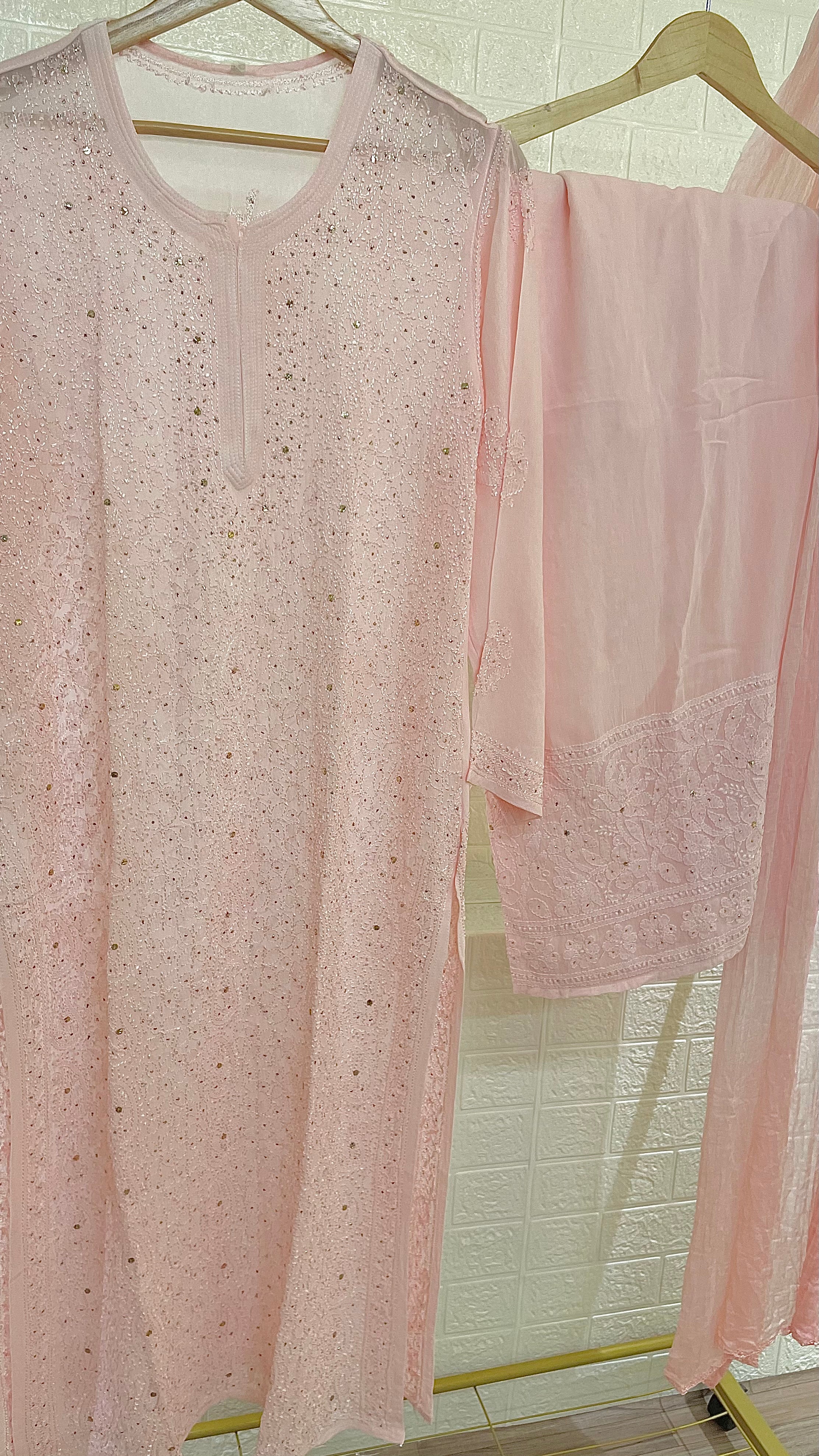 Perfect Pink Mukaish Set