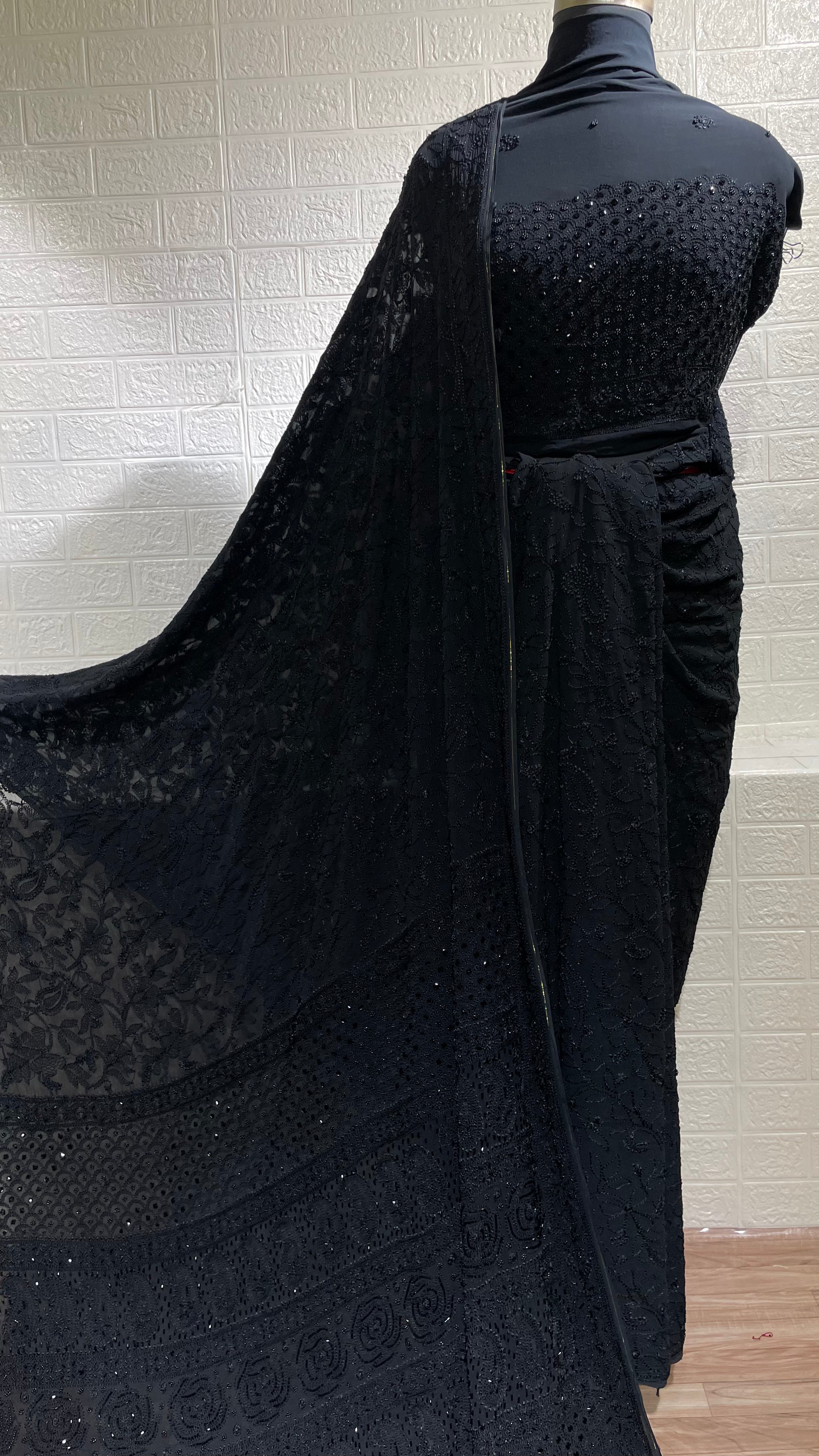 Black On Black Saree