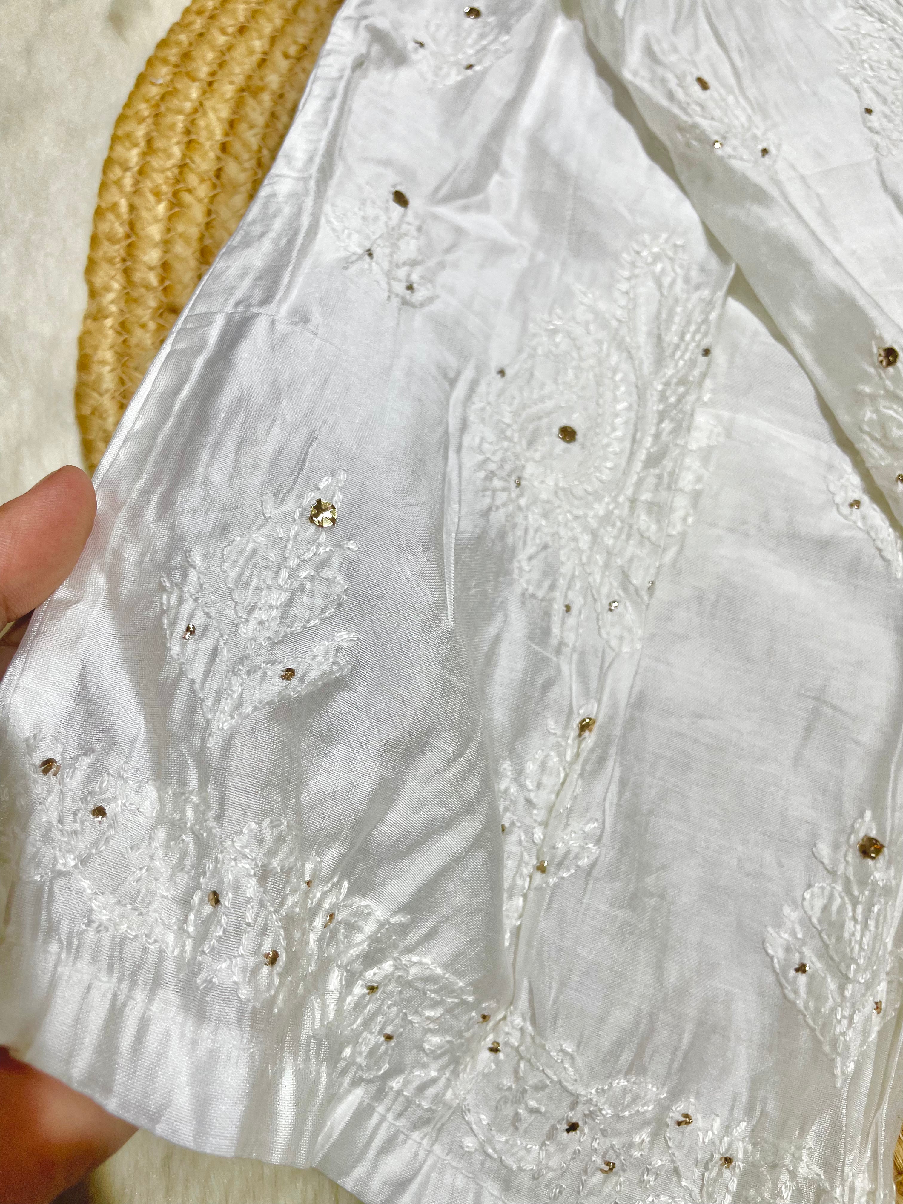 Mukaish Chanderi bakhiya work palazzo