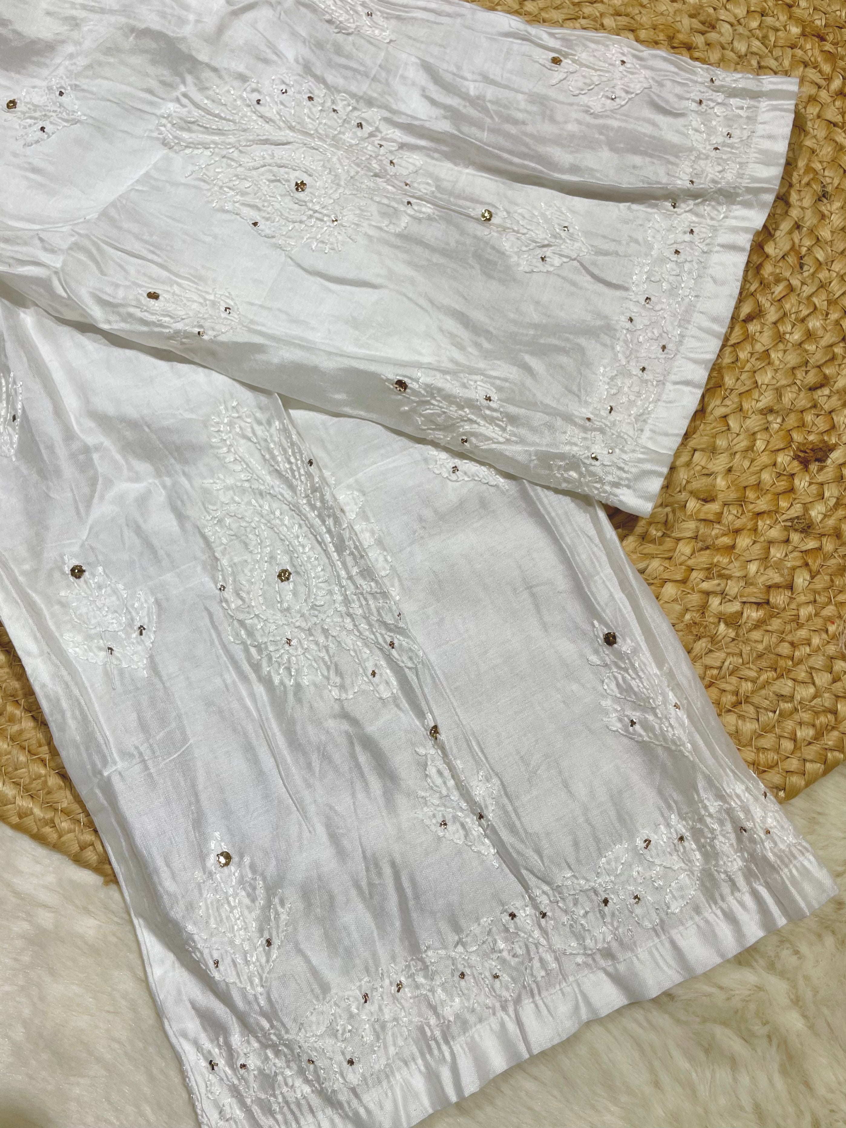 Mukaish Chanderi bakhiya work palazzo