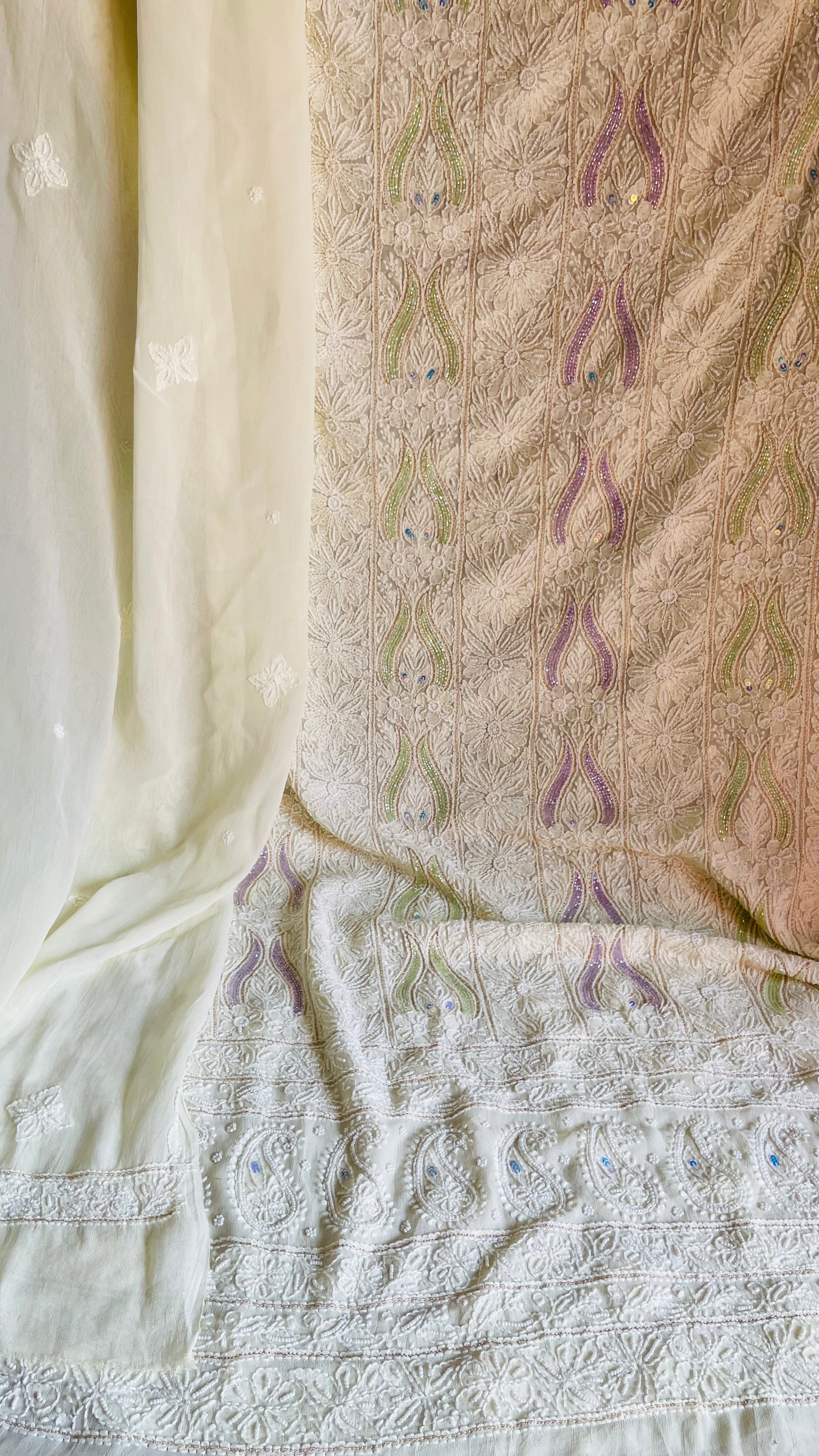 Aayat lemon unstitched suit