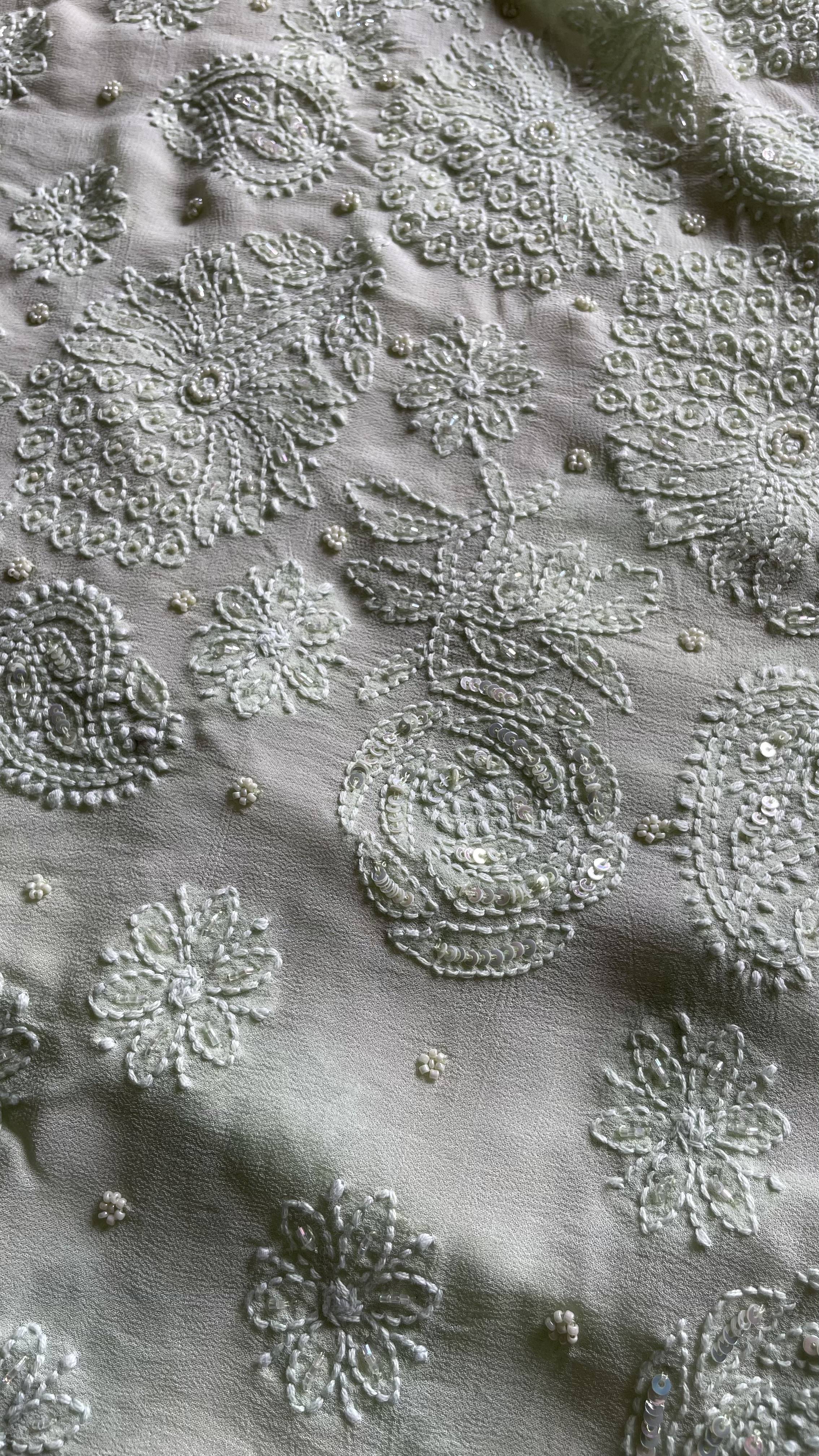 Fiza Celeste Green Saree