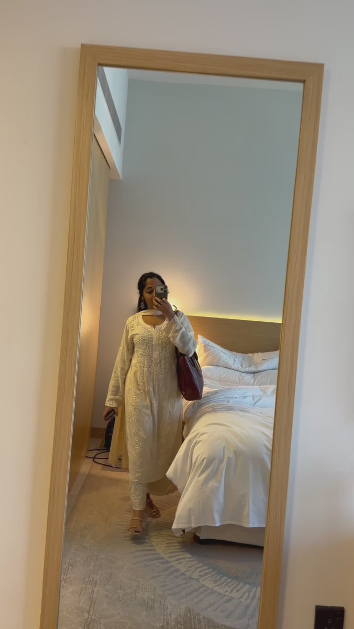 Pearl Cream fully 3D Embroidered suit set